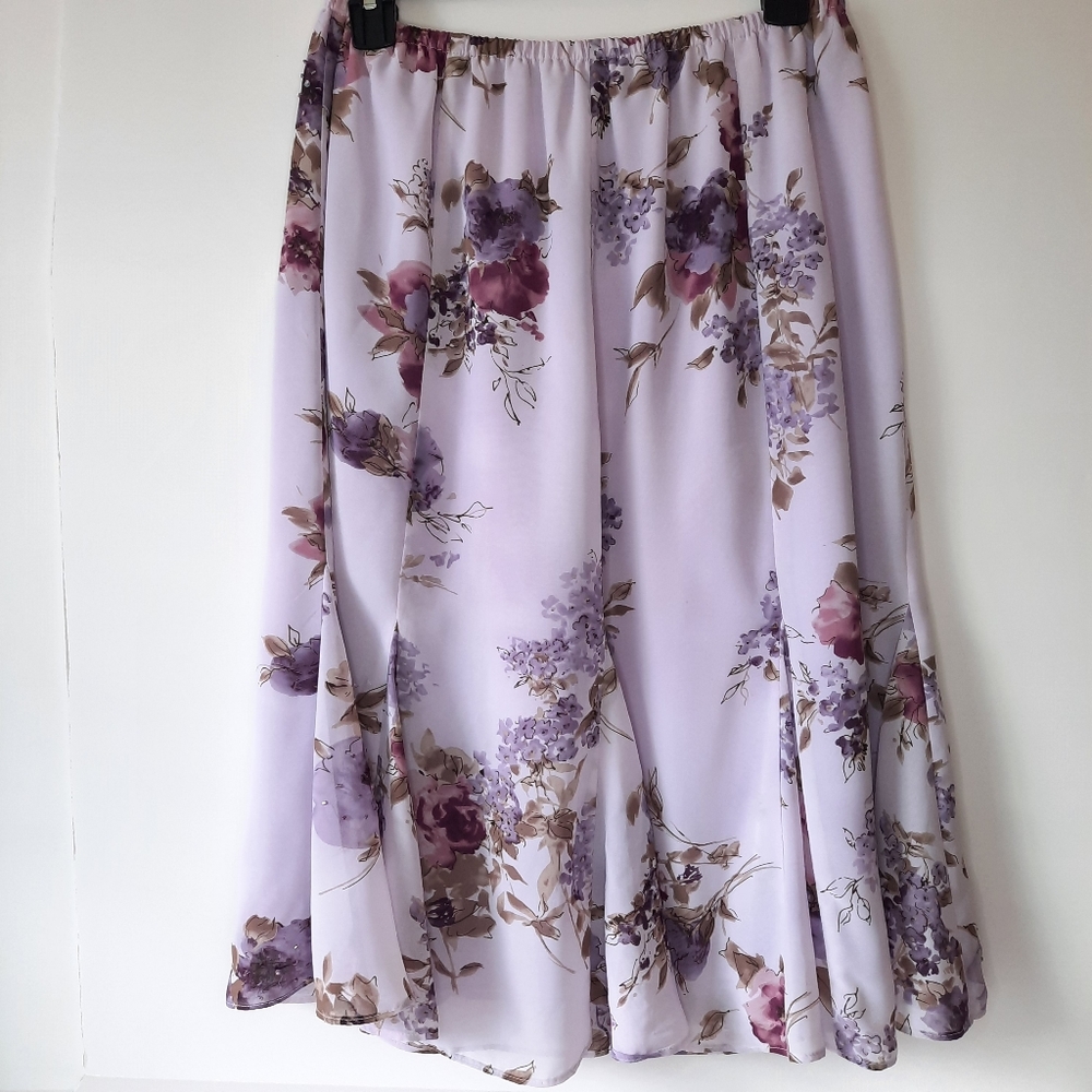 Lavender Midi Floral Skirt